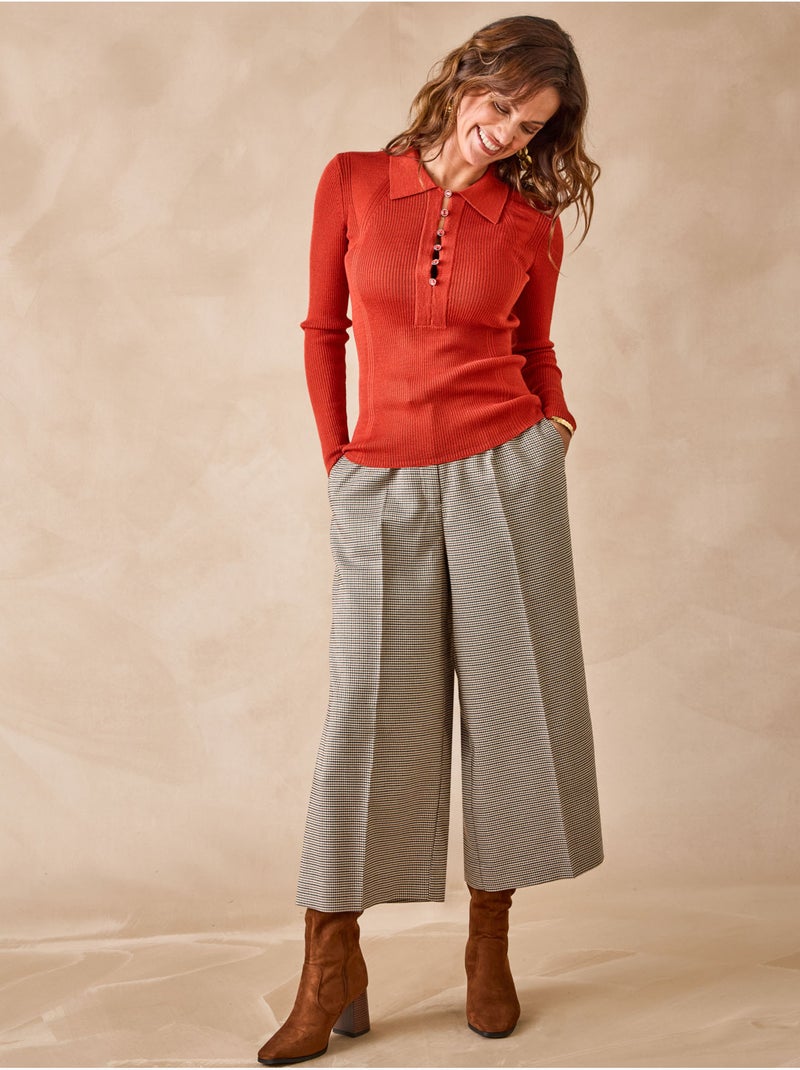 Pull polo 50% laine mérinos - DAXON Orange - Kiabi