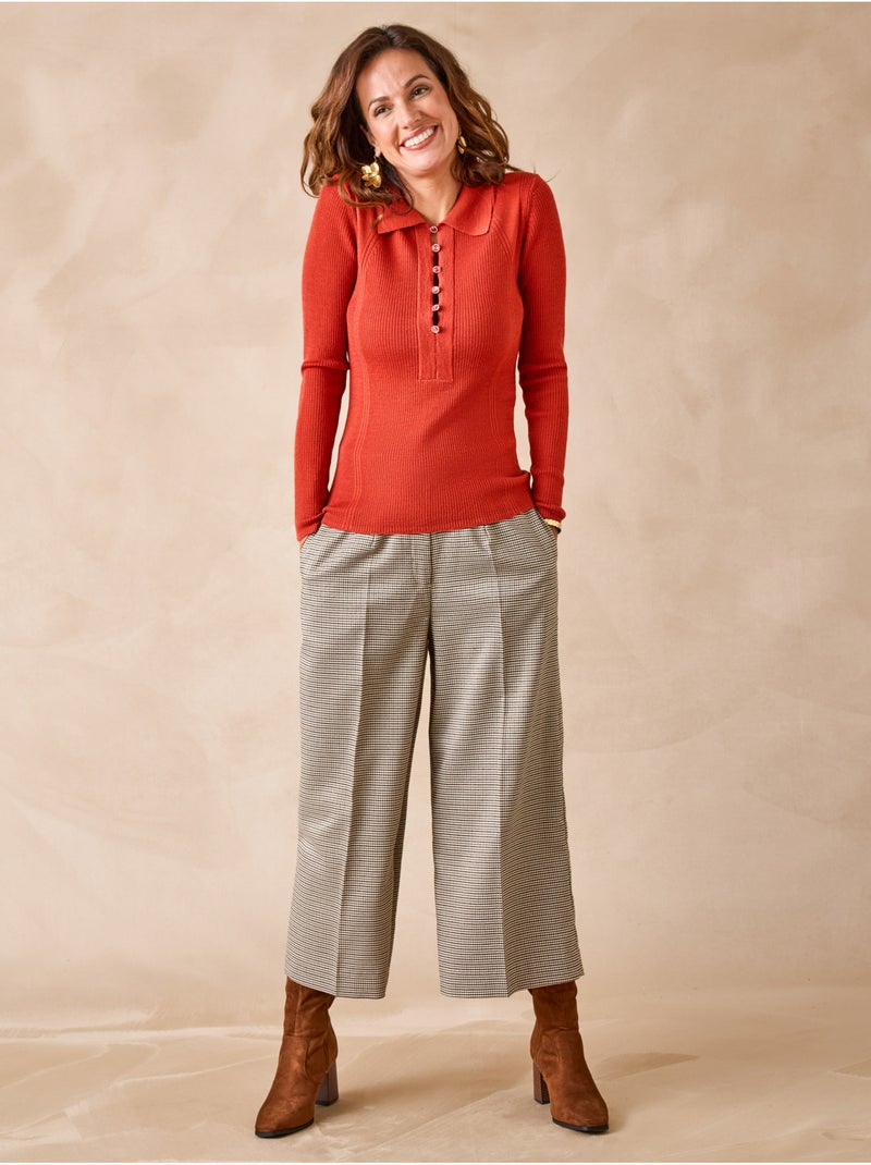 Pull polo 50% laine mérinos - DAXON Orange - Kiabi