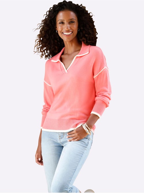 Pull polo 50% viscose - taille standard - helline - Kiabi Pull polo 50% viscose - taille standard - helline - Kiabi