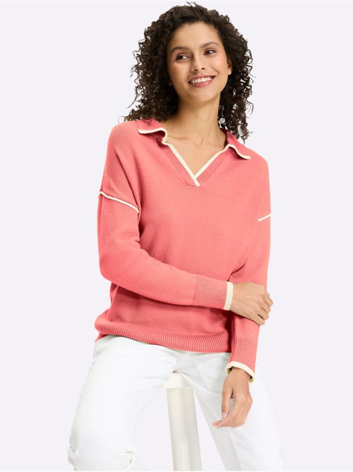 Pull polo 50% viscose - taille standard - helline - Kiabi Pull polo 50% viscose - taille standard - helline - Kiabi