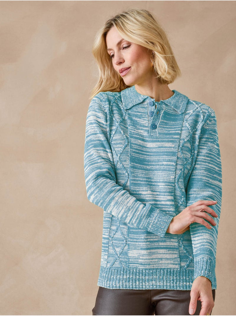 Pull polo avec torsades - DAXON Bleu - Kiabi