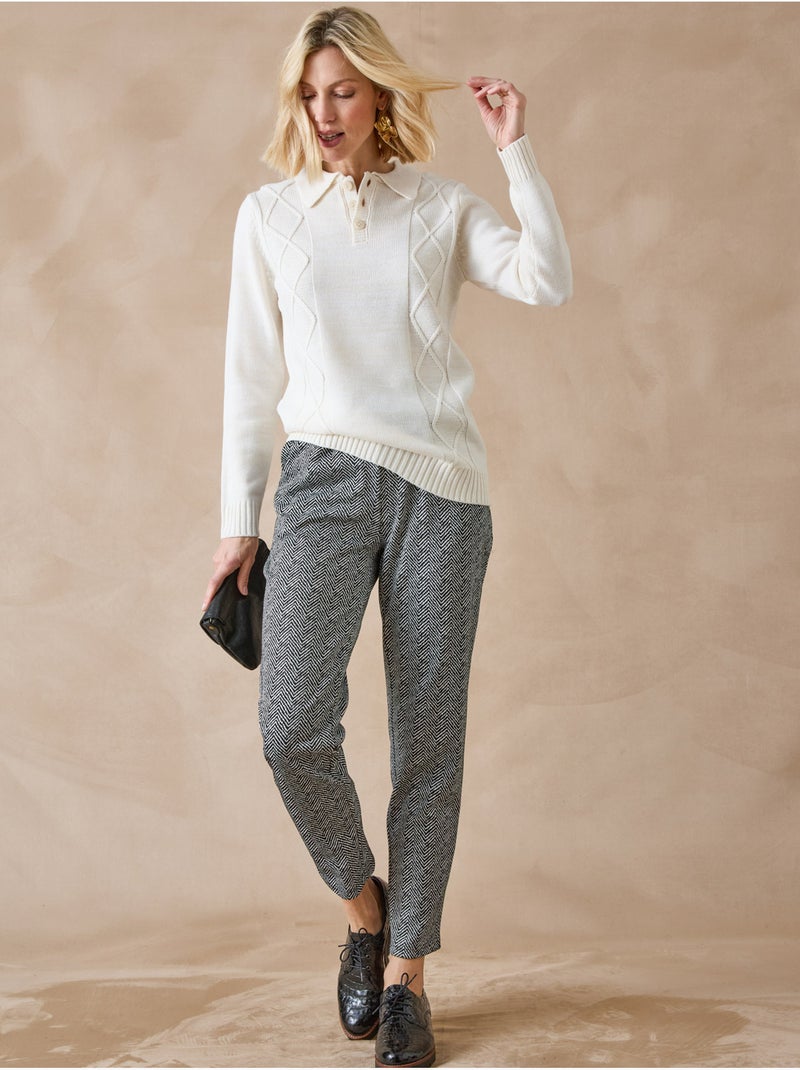 Pull polo avec torsades - DAXON Ecru - Kiabi