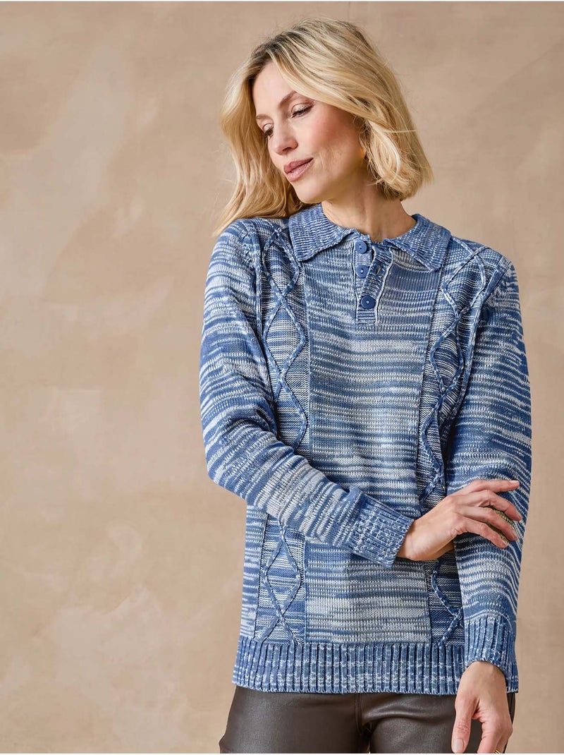 Pull polo avec torsades - DAXON Indigo - Kiabi