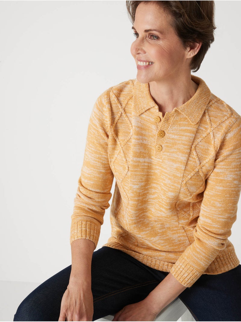 Pull polo avec torsades - DAXON Ocre - Kiabi