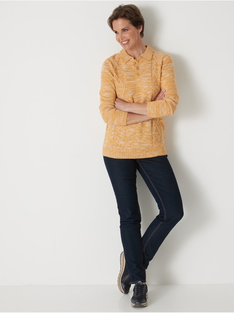 Pull polo avec torsades - DAXON Ocre - Kiabi