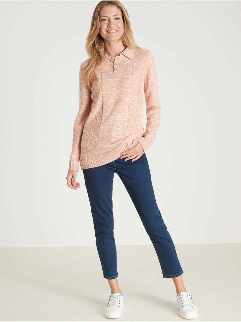 Pull polo avec torsades - DAXON Saumon - Kiabi