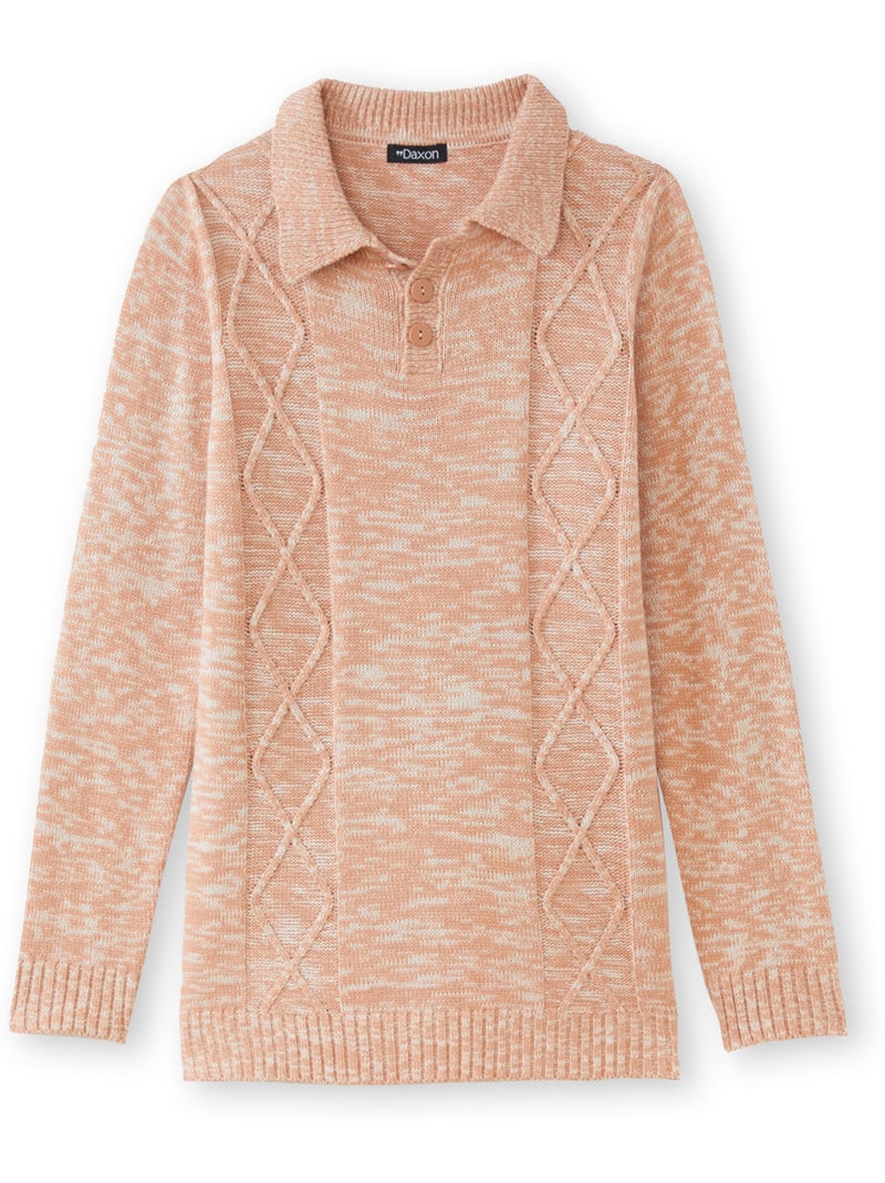 Pull polo avec torsades - DAXON Saumon - Kiabi