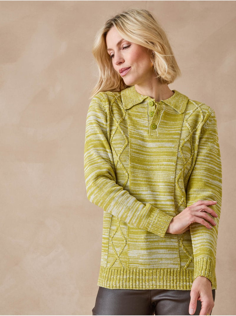 Pull polo avec torsades - DAXON Vert - Kiabi