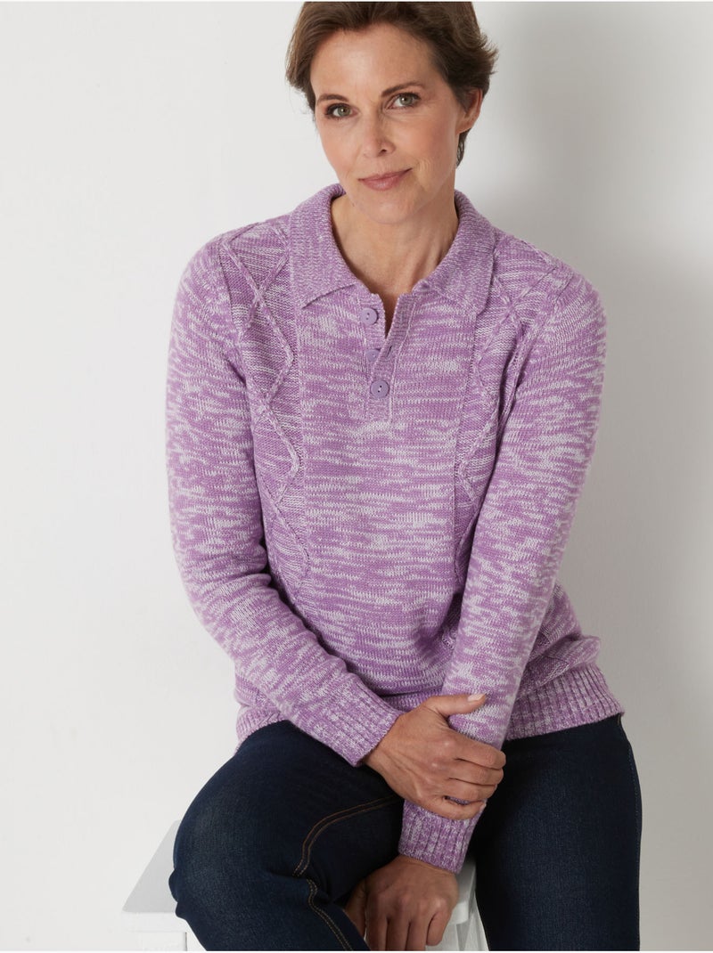 Pull polo avec torsades - DAXON Violet - Kiabi