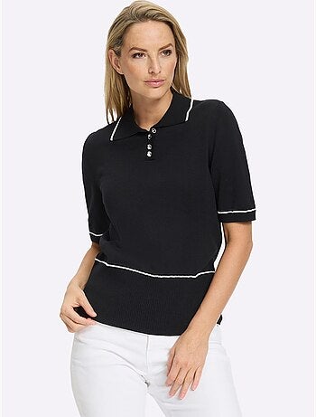 Pull Polo Boutons Décoratifs Brillants - Taille Standard - Helline