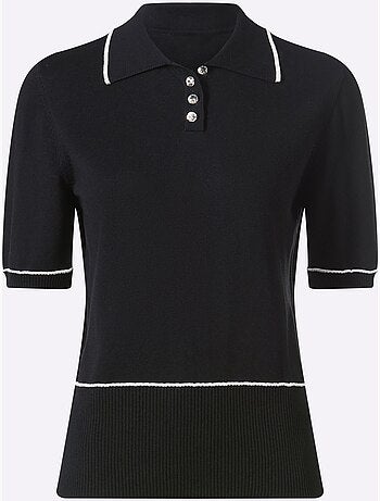 Pull Polo Boutons Décoratifs Brillants - Taille Standard - Helline