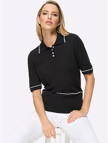 Pull Polo Boutons Décoratifs Brillants - Taille Standard - Helline