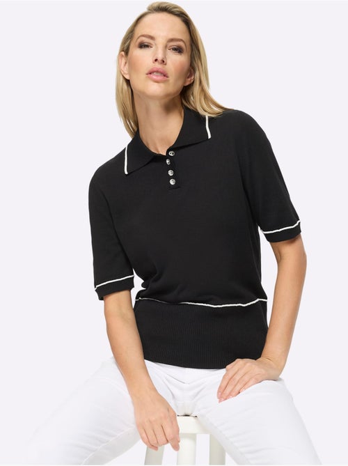 Pull Polo Boutons Décoratifs Brillants - Taille Standard - Helline - Kiabi Pull Polo Boutons Décoratifs Brillants - Taille Standard - Helline - Kiabi