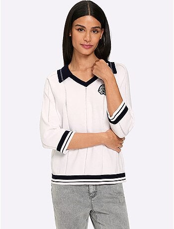 Pull Polo Col Polo Avec Encolure En V - Taille Standard - Helline