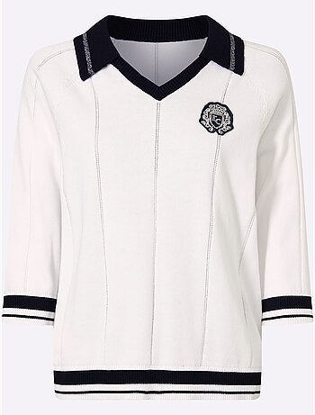 Pull Polo Col Polo Avec Encolure En V - Taille Standard - Helline