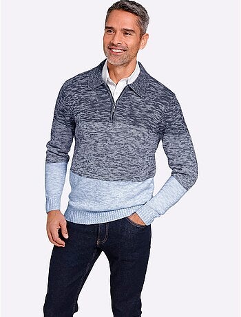 Pull polo col polo avec fermeture à glissière pratique - taille standard - moda vilona