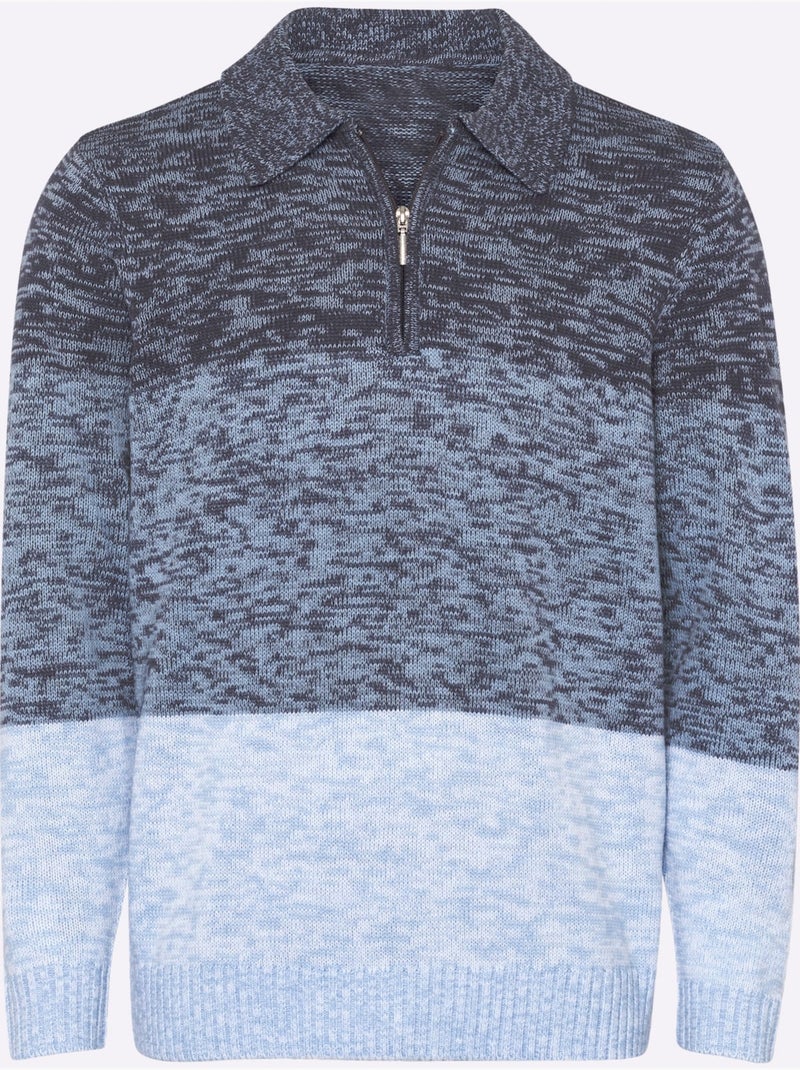 Pull polo col polo avec fermeture à glissière pratique - taille standard - moda vilona Bleu Bleu - Kiabi