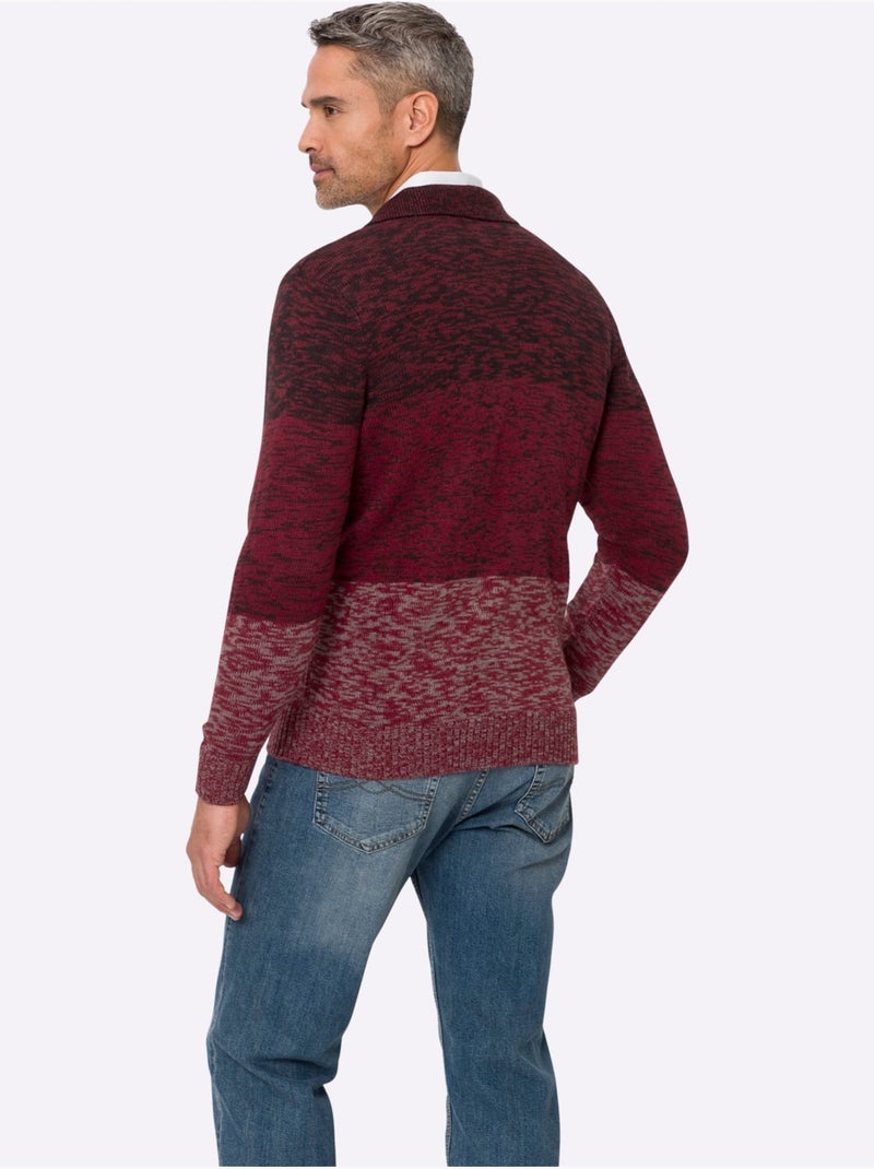 Pull polo col polo avec fermeture à glissière pratique - taille standard - moda vilona Noir Rouge - Kiabi