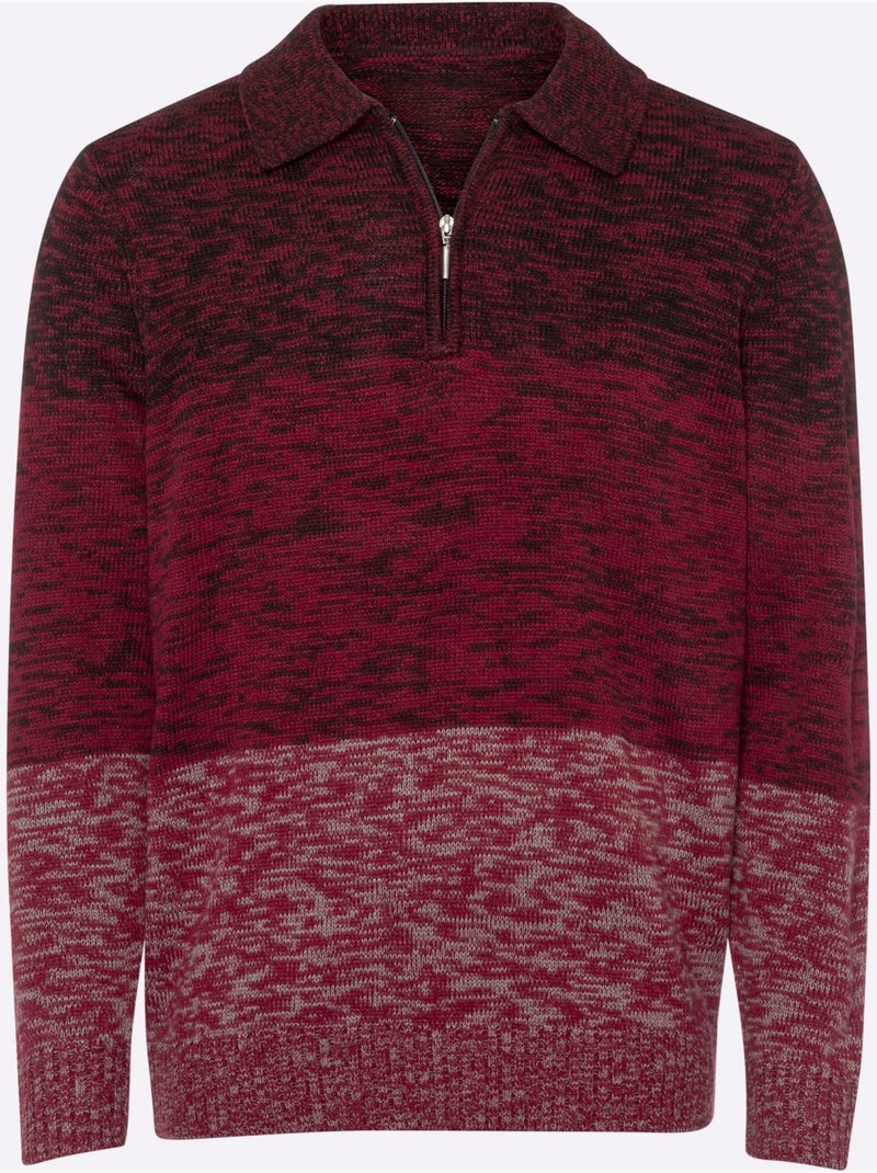 Pull polo col polo avec fermeture à glissière pratique - taille standard - moda vilona Noir Rouge - Kiabi