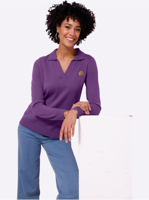 Pull polo col polo sportif - taille standard - moda vilona - Kiabi Pull polo col polo sportif - taille standard - moda vilona - Kiabi