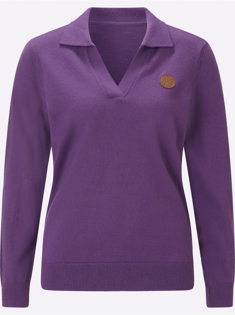 Pull polo col polo sportif - taille standard - moda vilona Mauve lilas - Kiabi