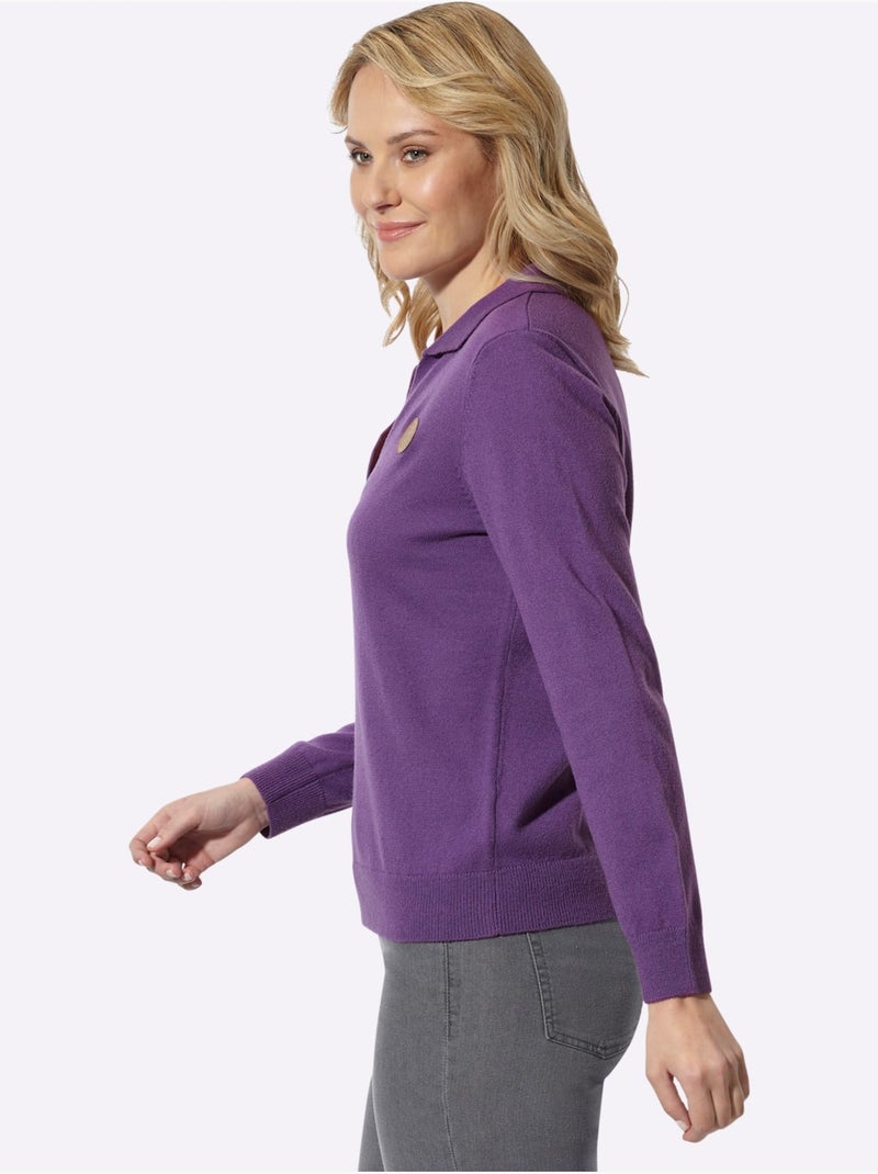 Pull polo col polo sportif - taille standard - moda vilona Mauve lilas - Kiabi