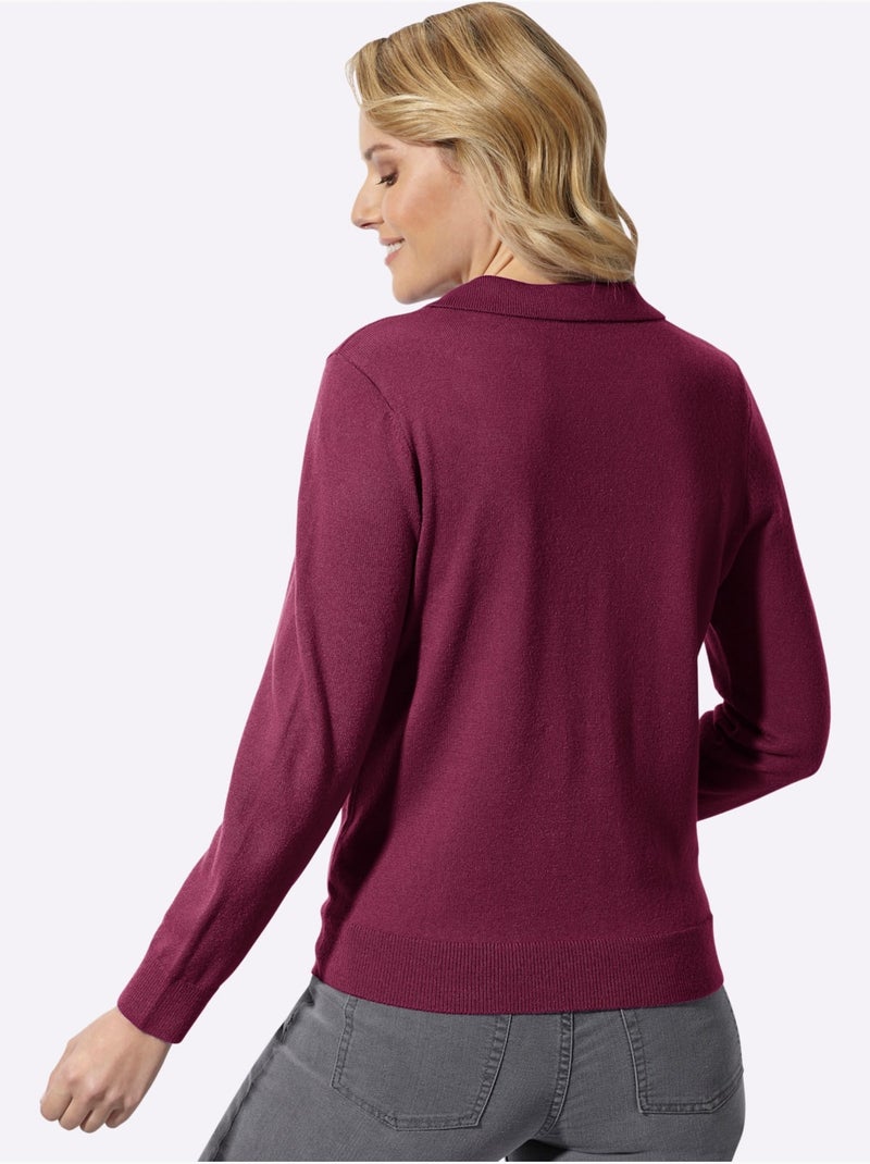 Pull polo col polo sportif - taille standard - moda vilona Mauve - Kiabi