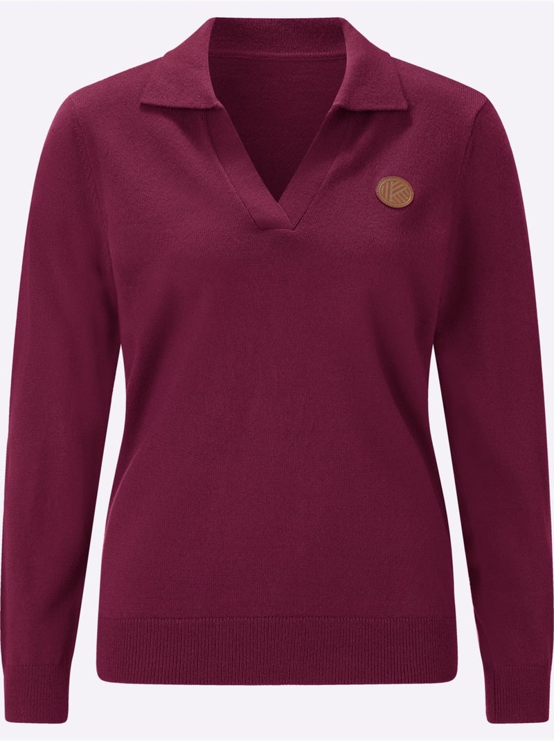 Pull polo col polo sportif - taille standard - moda vilona Mauve - Kiabi