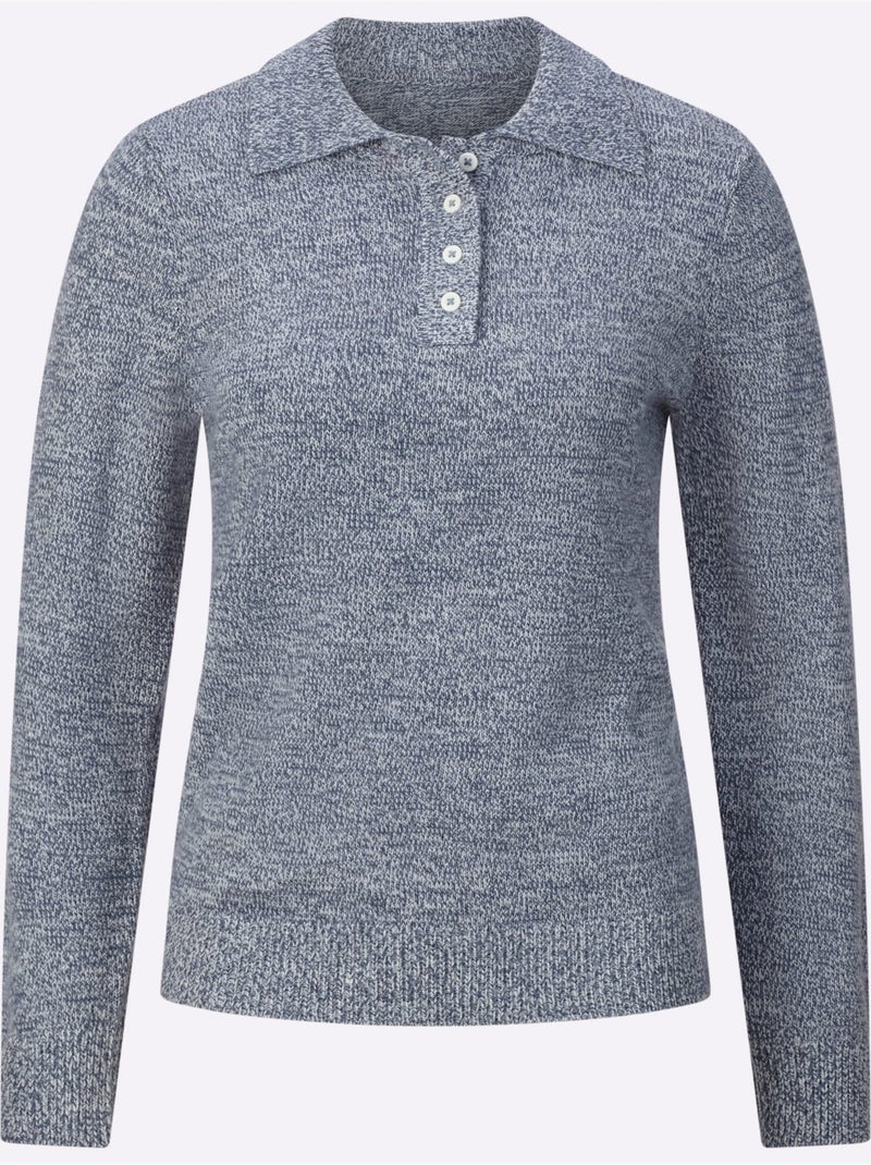 Pull Polo Col Polo Tendance - Taille Standard - Moda Vilona Bleu - Kiabi
