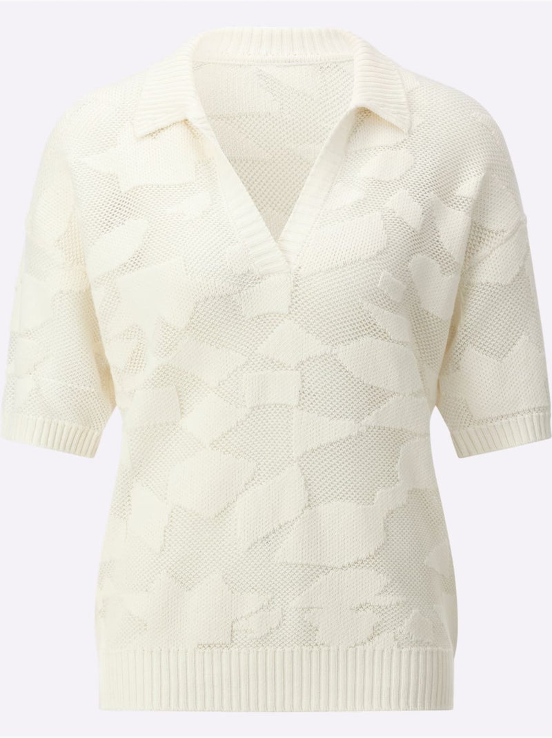 Pull Polo Coton De Qualité - Taille Standard - helline Ecru - Kiabi