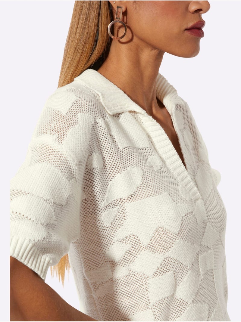 Pull Polo Coton De Qualité - Taille Standard - helline Ecru - Kiabi