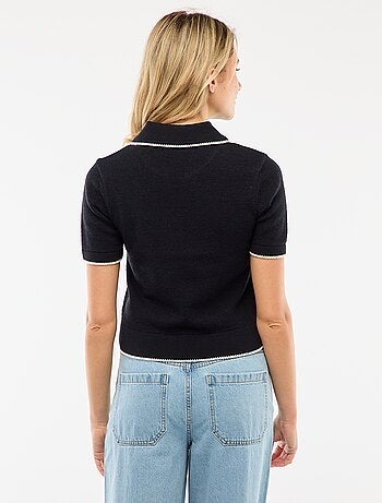 Pull polo en laine mélangé