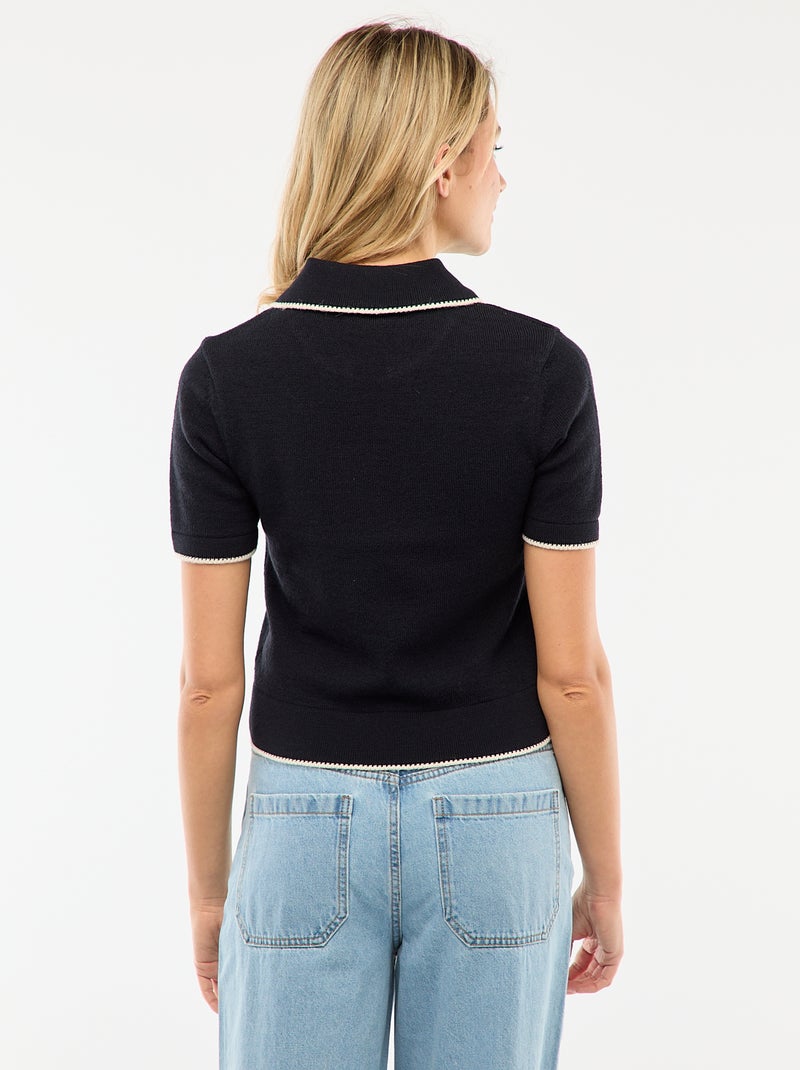 Pull polo en laine mélangé Bleu - Kiabi