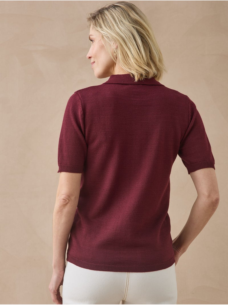 Pull polo femme avec laine mérinos - daxon Bordeaux - Kiabi