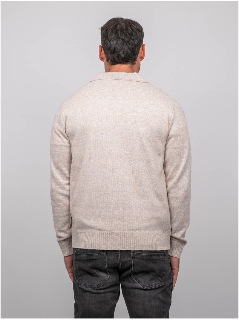 Pull polo maille douce chinée lubacat Beige - Kiabi