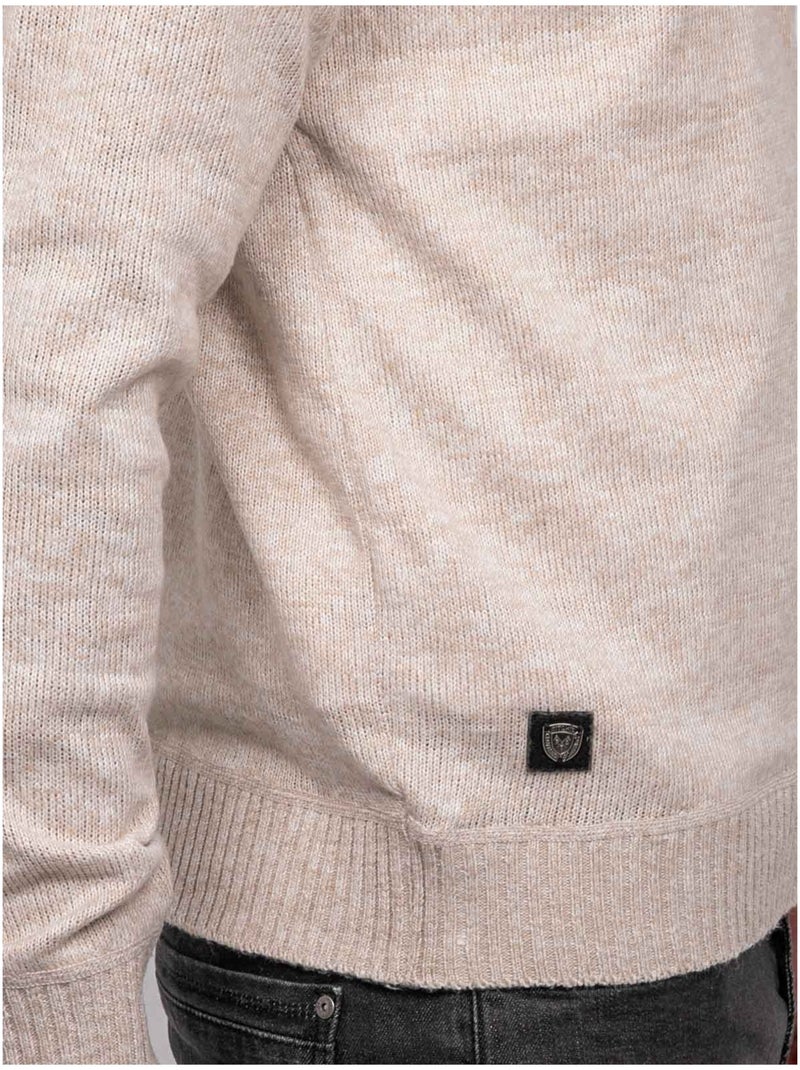 Pull polo maille douce chinée lubacat Beige - Kiabi
