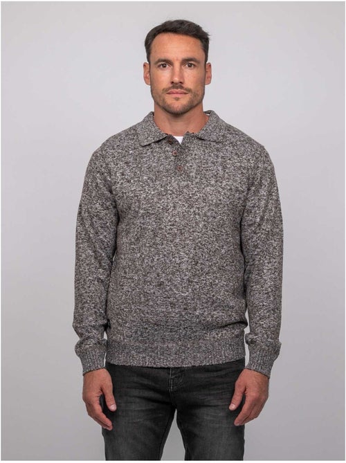 Pull polo maille douce chinée lubacat - Kiabi