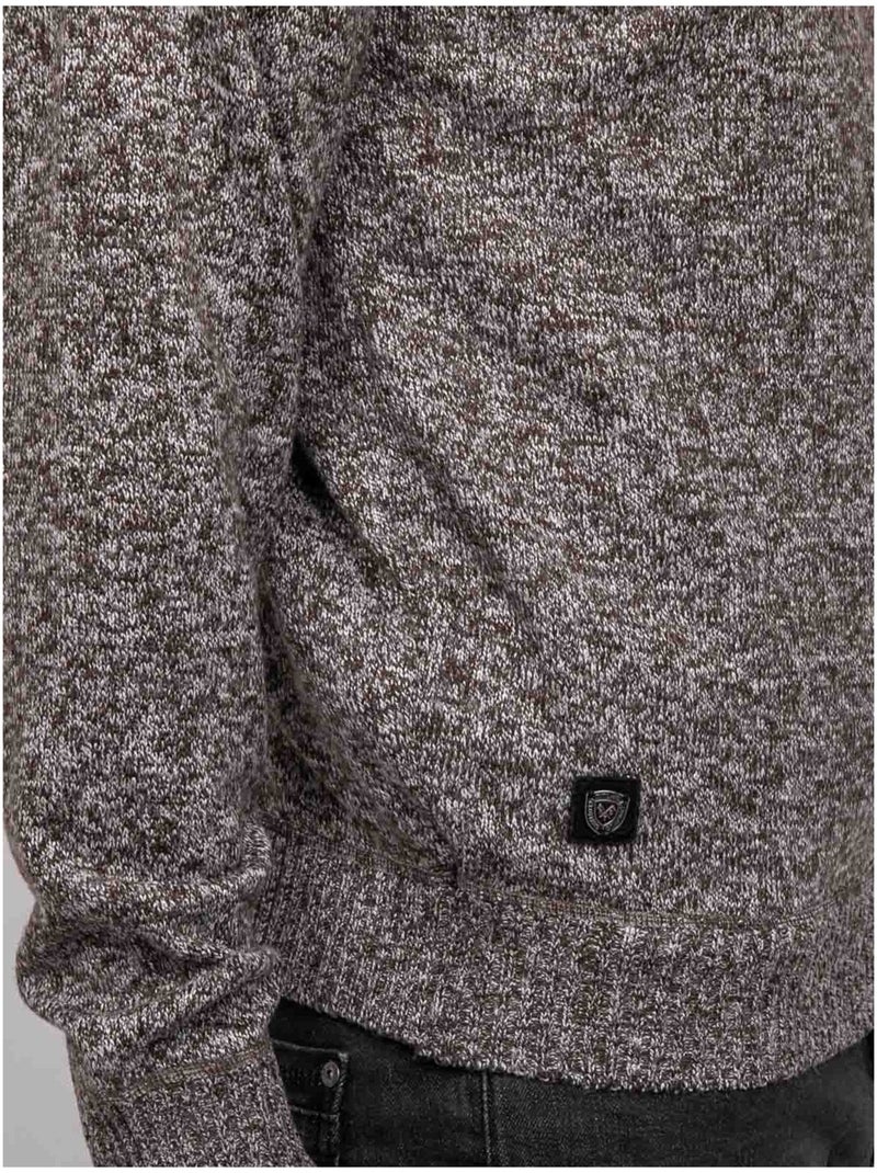 Pull polo maille douce chinée lubacat Marron - Kiabi