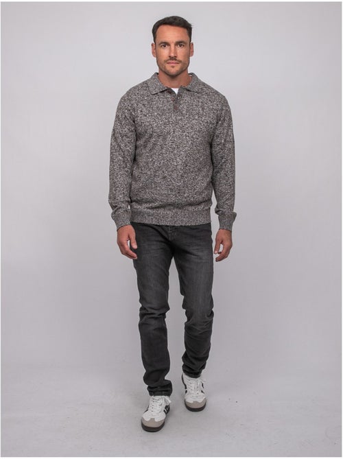 Pull polo maille douce chinée lubacat - Kiabi