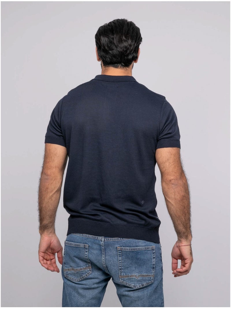 Pull polo manche courtes ARTEMA Bleu marine - Kiabi