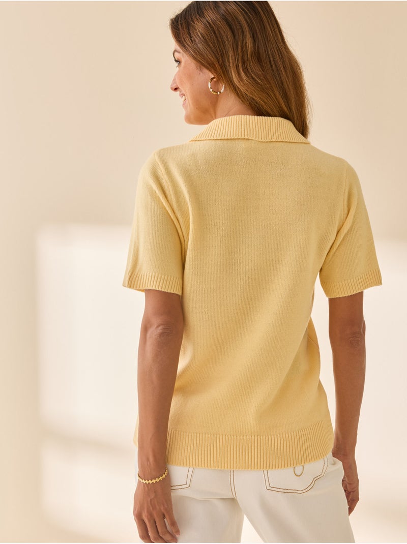 Pull polo manches courtes - DAXON Jaune - Kiabi