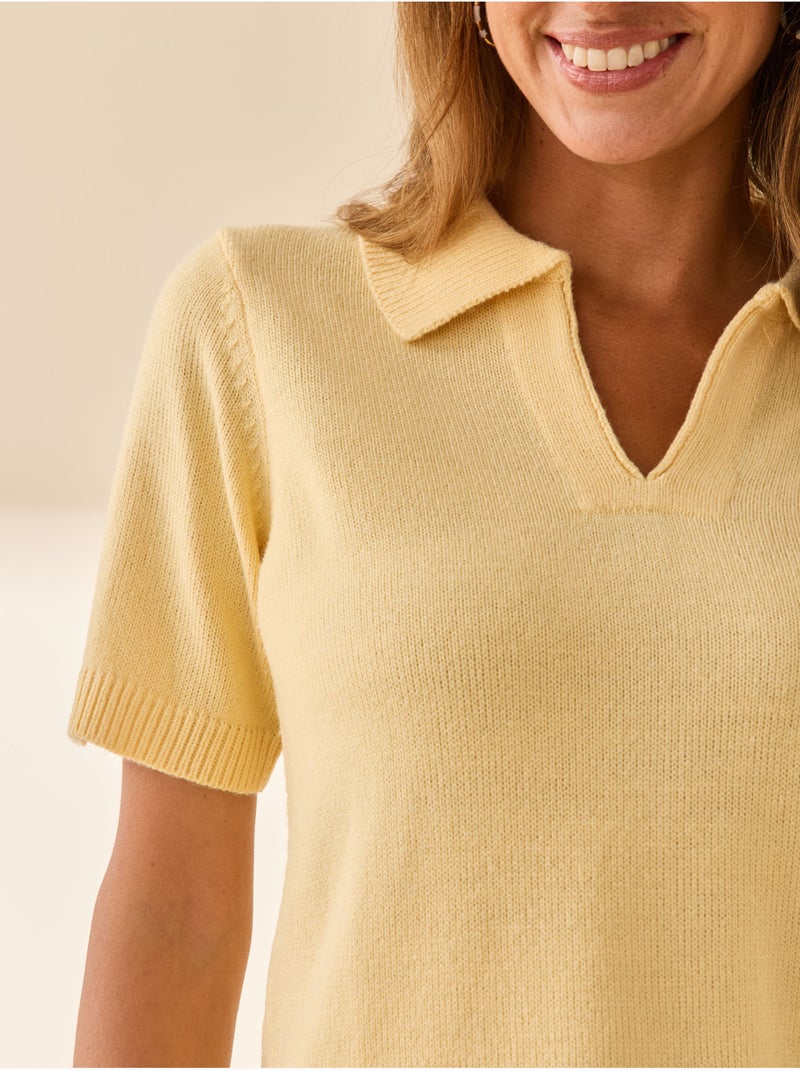 Pull polo manches courtes - DAXON Jaune - Kiabi