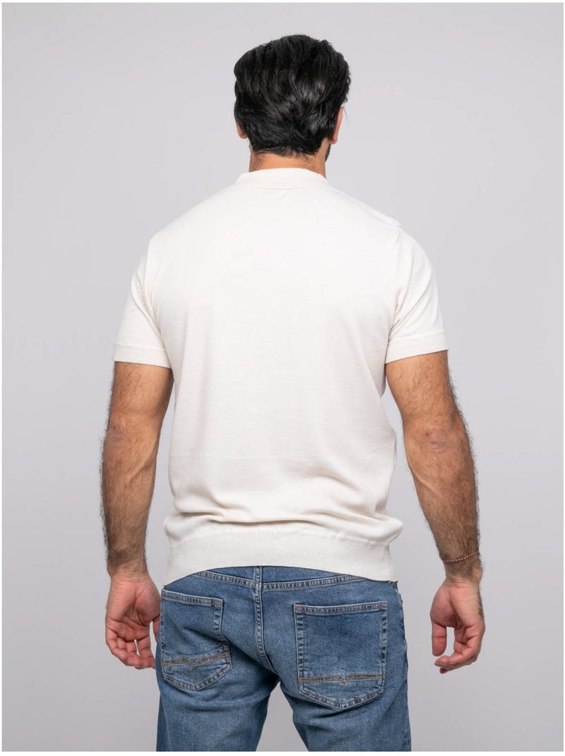 Pull polo manches courtes ACRITIX Beige - Kiabi