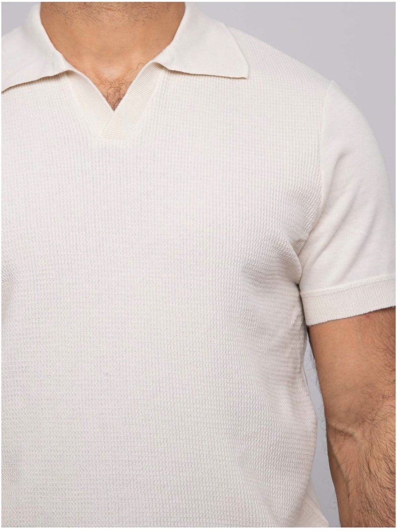 Pull polo manches courtes ACRITIX Beige - Kiabi
