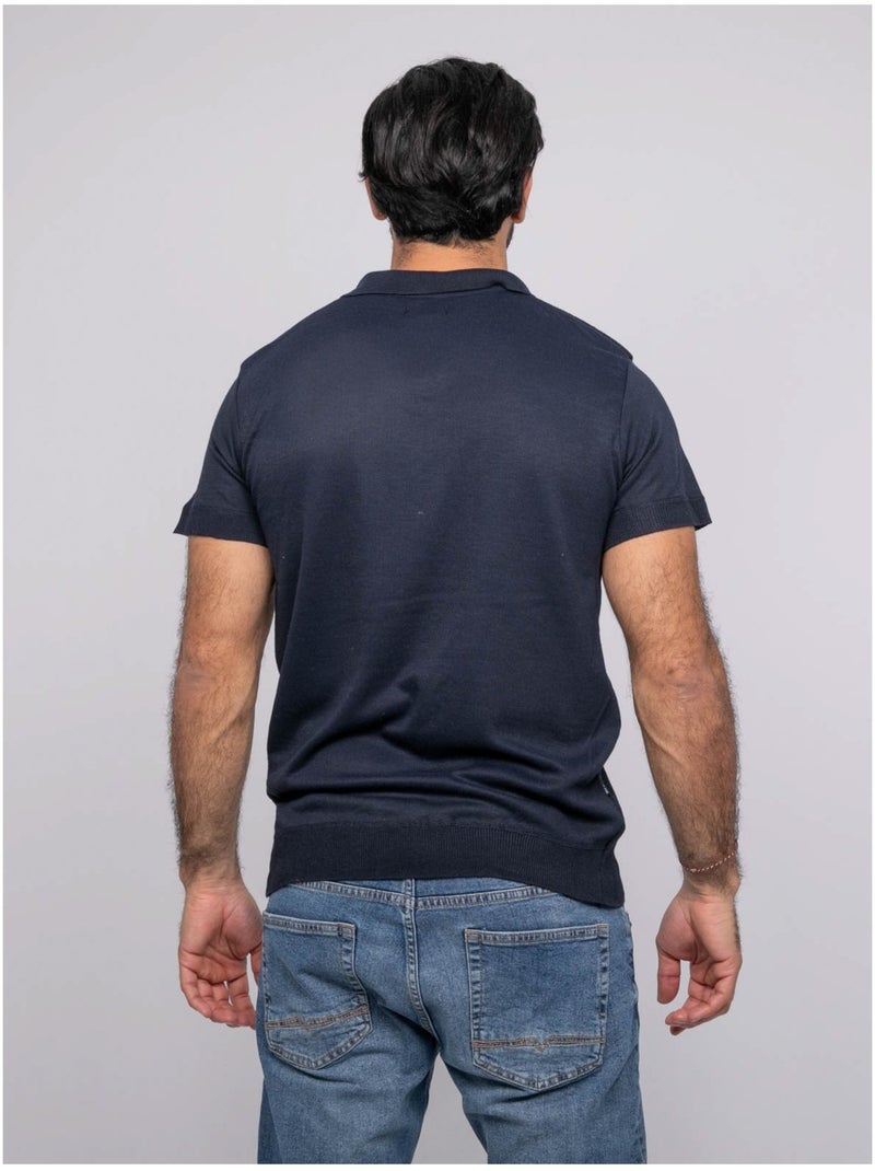 Pull polo manches courtes ACRITIX Bleu marine - Kiabi