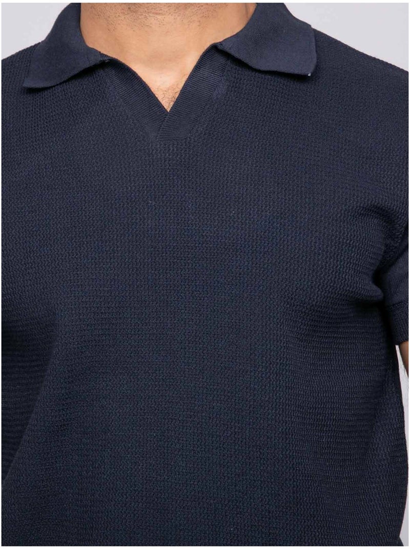 Pull polo manches courtes ACRITIX Bleu marine - Kiabi