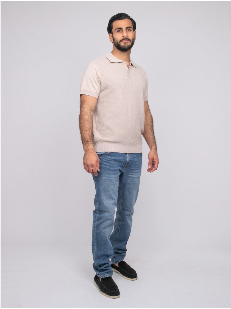 Pull polo manches courtes artema Beige - Kiabi