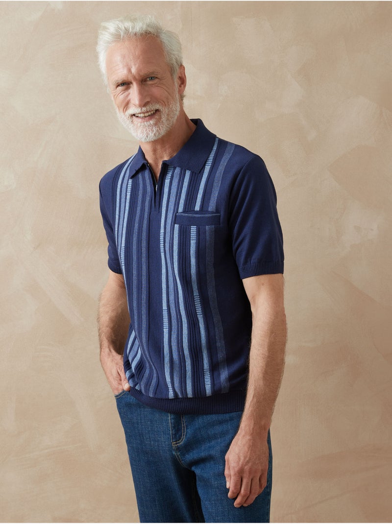 Pull polo manches courtes zippé - DAXON Bleu - Kiabi