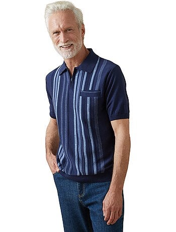 Pull polo manches courtes zippé
