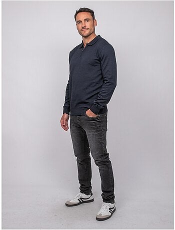 Pull polo manches longues col zippé linetox